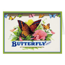 Papillon sur des pétunias cartes de vœux