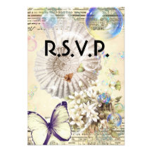 papillon vintage romantique de coquillage épousant invitations