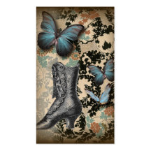 Papillon vintage sophistiqué de chaussure de dente modèle de carte de visite