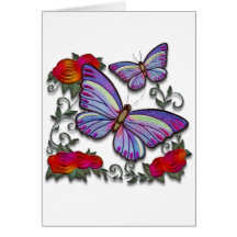 papillons brodés carte de vœux