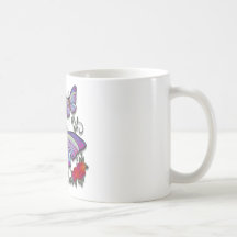 papillons brodés tasse