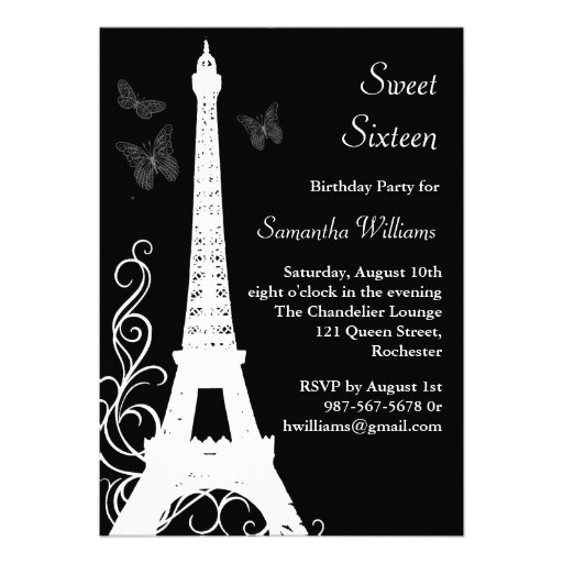 Papillons dans le noir d'invitation d'anniversaire