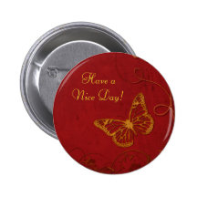 Papillons élégants de cru de rouge et d'or pin's