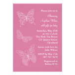 Papillons en filigrane roses cartons d'invitation personnalisés