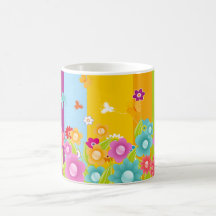 Papillons et barres colorés de fleurs tasse à café