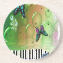 Papillons et bulles dessous de verre