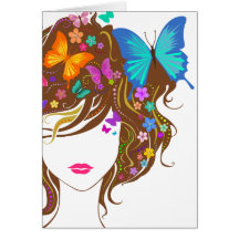 Papillons et fleurs carte de vœux