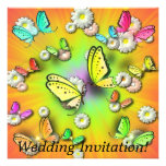 Papillons extraordinaires et Daisys dans 3D épousa Cartons D'invitation Personnalisés
