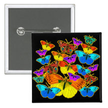 Papillons ! Papillons !  Bouton Badges Avec Agrafe