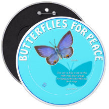 Papillons pour le bouton de paix (blanc sur le ble badges avec agrafe