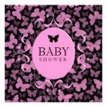 Papillons roses sur le noir faire-parts