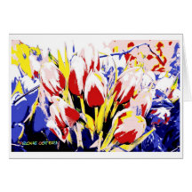 Pâques carte heureuses avec des tulipes
