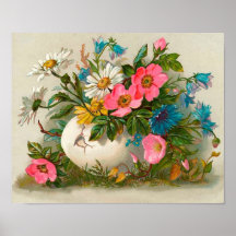 Pâques fleurit l'art floral vintage affiches