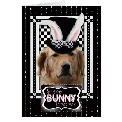 Pâques - un certain lapin vous aime - golden retri carte de vœux