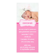 Paquet rose de baie d'annonces de naissance de pho invitation