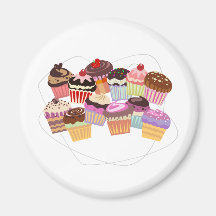 Paradis de petits gâteaux magnets pour réfrigérateur