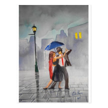 PARAPLUIE DE COUPLES DE DANSE CARTES POSTALES