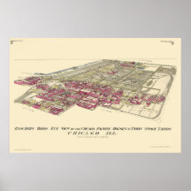 Parcs à bestiaux carte panoramique de Chicago, IL  Posters