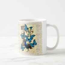 Paris, paon et papillons mug