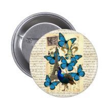 Paris, paon et papillons pin's avec agrafe
