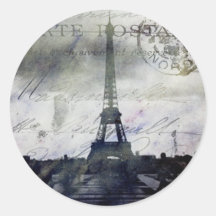Paris texturisé en lavande autocollant rond