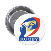 participation de main de boule de rugby badge
