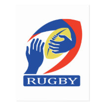 participation de main de boule de rugby cartes postales
