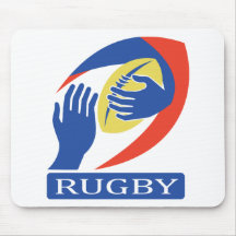 participation de main de boule de rugby tapis de souris