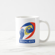 participation de main de boule de rugby mugs à café
