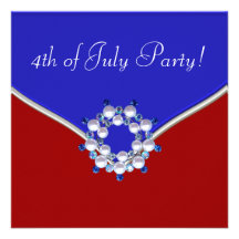 Partie 4 juillet bleue blanche rouge patriotique faire-parts