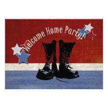 Partie à la maison bienvenue de bottes d'armée cartons d'invitation personnalisés
