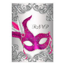 Partie argentée RSVP de mascarade de masque de ros Faire-parts