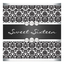 Partie blanche noire du bonbon 16 à damassé invitations