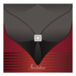 Partie contemporaine rouge noire élégante cartons d'invitation