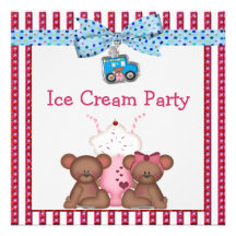 Partie de crème glacée d'ours de nounours faire-part