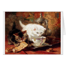Partie de goûter de chatons carte de vœux
