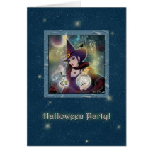 Partie de Halloween - étincelle bleue d'invitation Carte