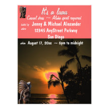Partie de Luau de coucher du soleil Cartons D'invitation