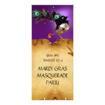 PARTIE de MASCARADE de MARDI GRAS, pourpre rouge Invitation