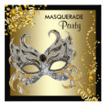 Partie de mascarade d'or de noir de masque de conf invitation personnalisable