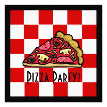 Partie de pizza de tranche de pizza carton d'invitation