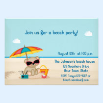 Partie de plage de sable et de surf invitations