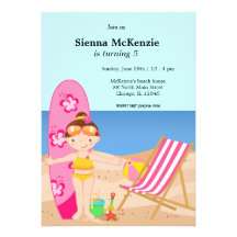 Partie de plage (fille) carton d'invitation