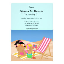 Partie de plage (fille) cartons d'invitation