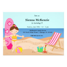 Partie de plage (fille) invitation personnalisable