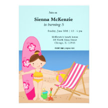 Partie de plage (fille) invitations