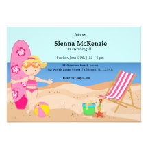 Partie de plage (fille) invitations personnalisées
