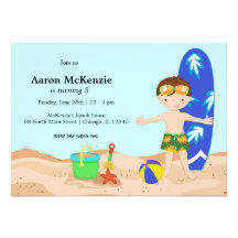 Partie de plage (garçon) faire-part personnalisé