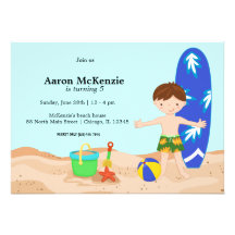 Partie de plage (garçon) cartons d'invitation personnalisés