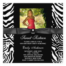 Partie du bonbon 16 à photo de zèbre invitations